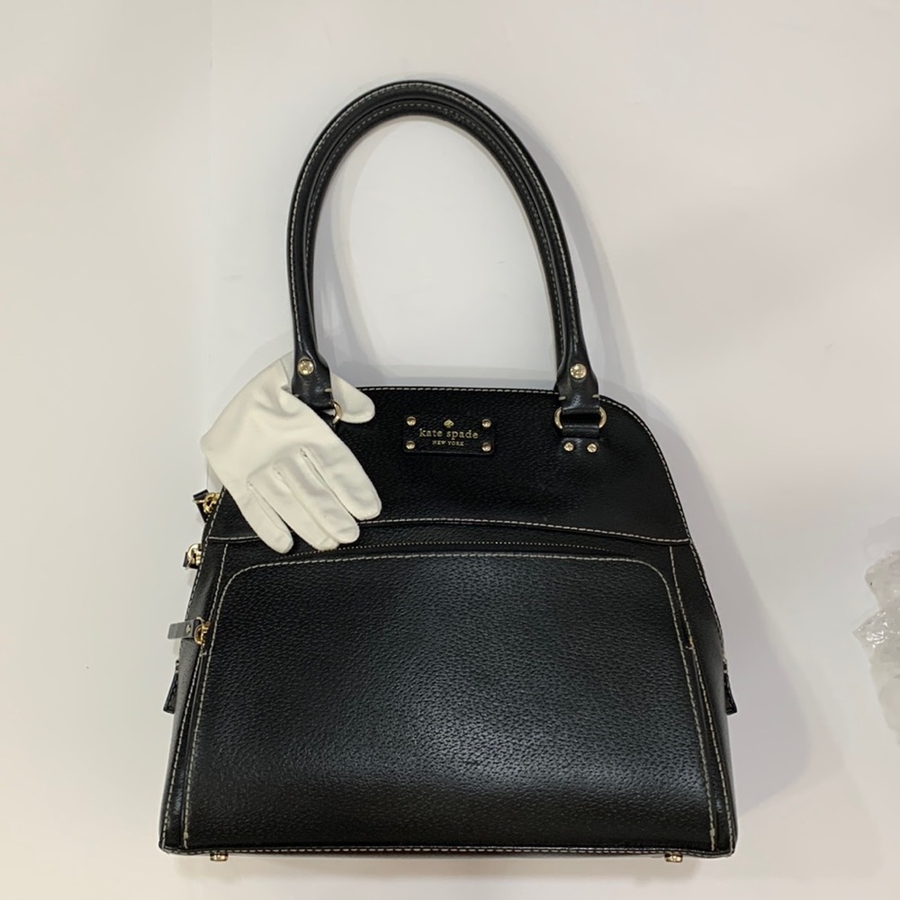 Kate Spade Wellesley Madea, black leather tote bag. Satchel WKRU1429
